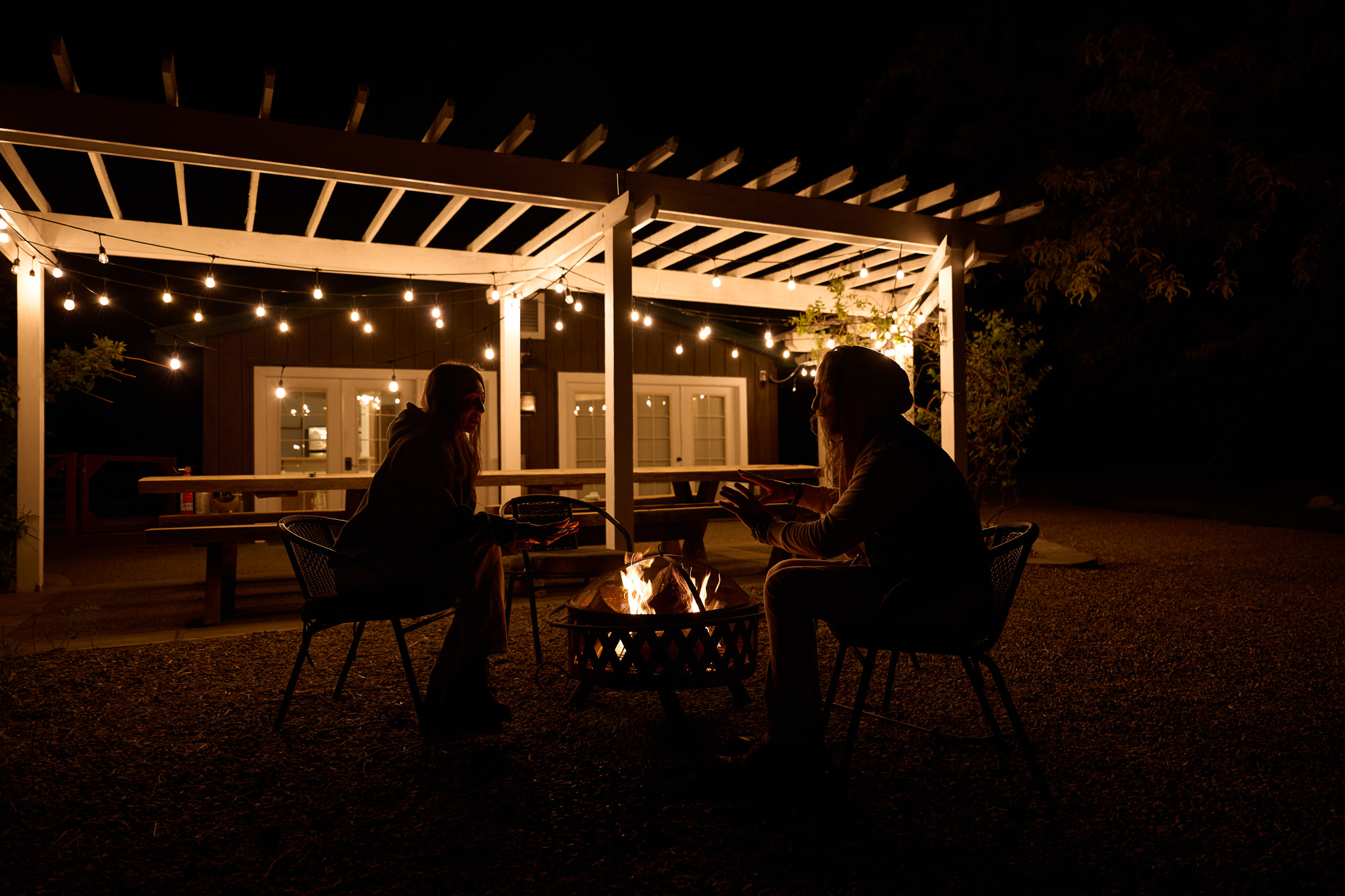 The pergola patio and fire pit